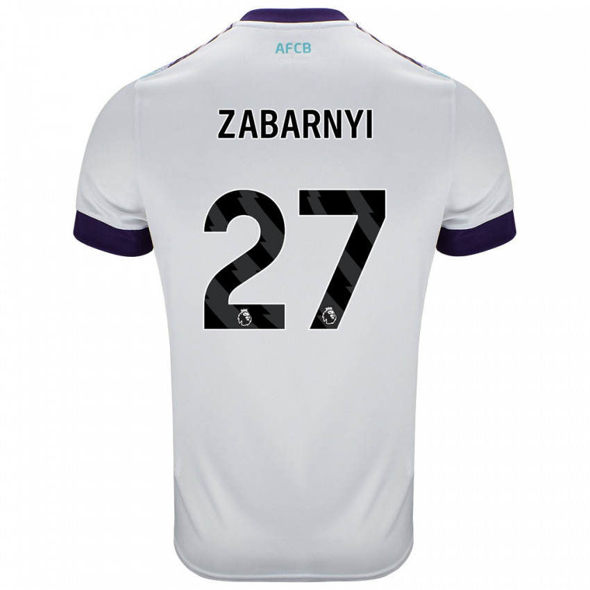 Bambino Maglia Ilya Zabarnyi #27 Bianco Verde Viola Kit Gara Away 2024/25 Maglietta