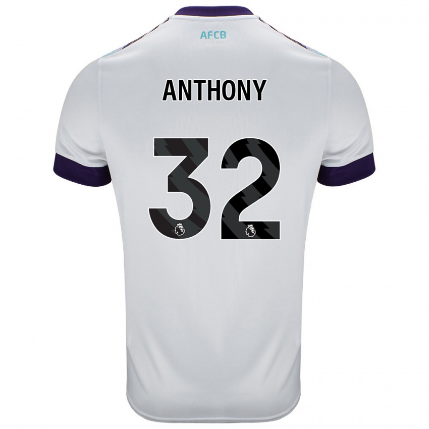 Bambino Maglia Jaidon Anthony #32 Bianco Verde Viola Kit Gara Away 2024/25 Maglietta