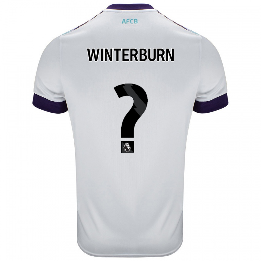 Bambino Maglia Ben Winterburn #0 Bianco Verde Viola Kit Gara Away 2024/25 Maglietta