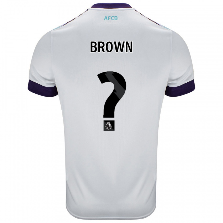 Bambino Maglia Lewis Brown #0 Bianco Verde Viola Kit Gara Away 2024/25 Maglietta