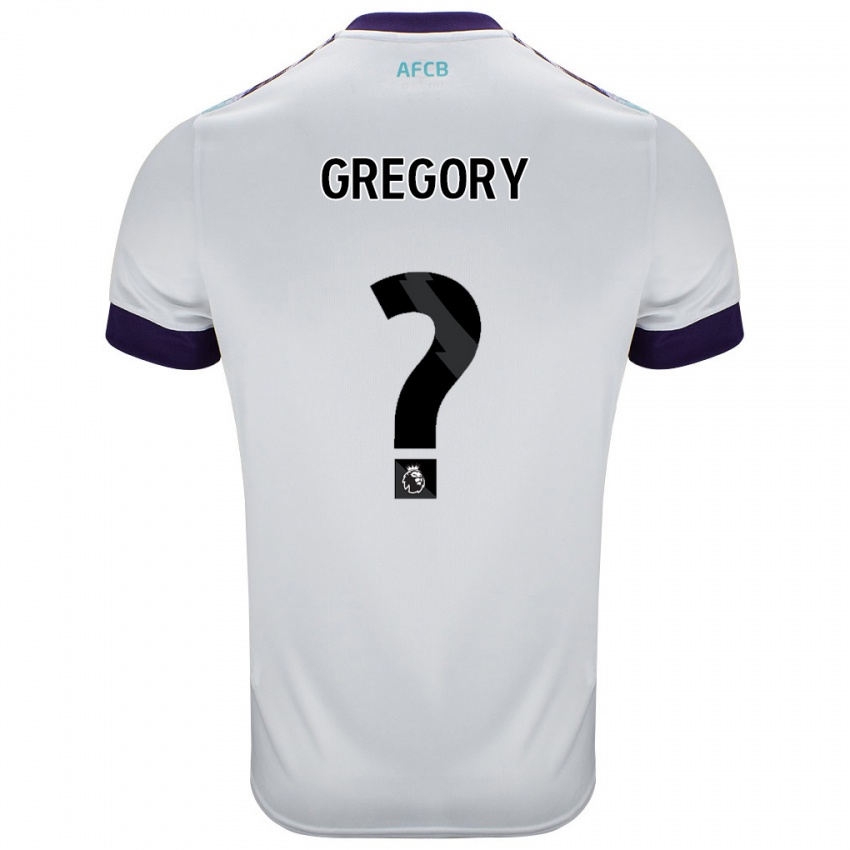 Bambino Maglia Karlos Gregory #0 Bianco Verde Viola Kit Gara Away 2024/25 Maglietta