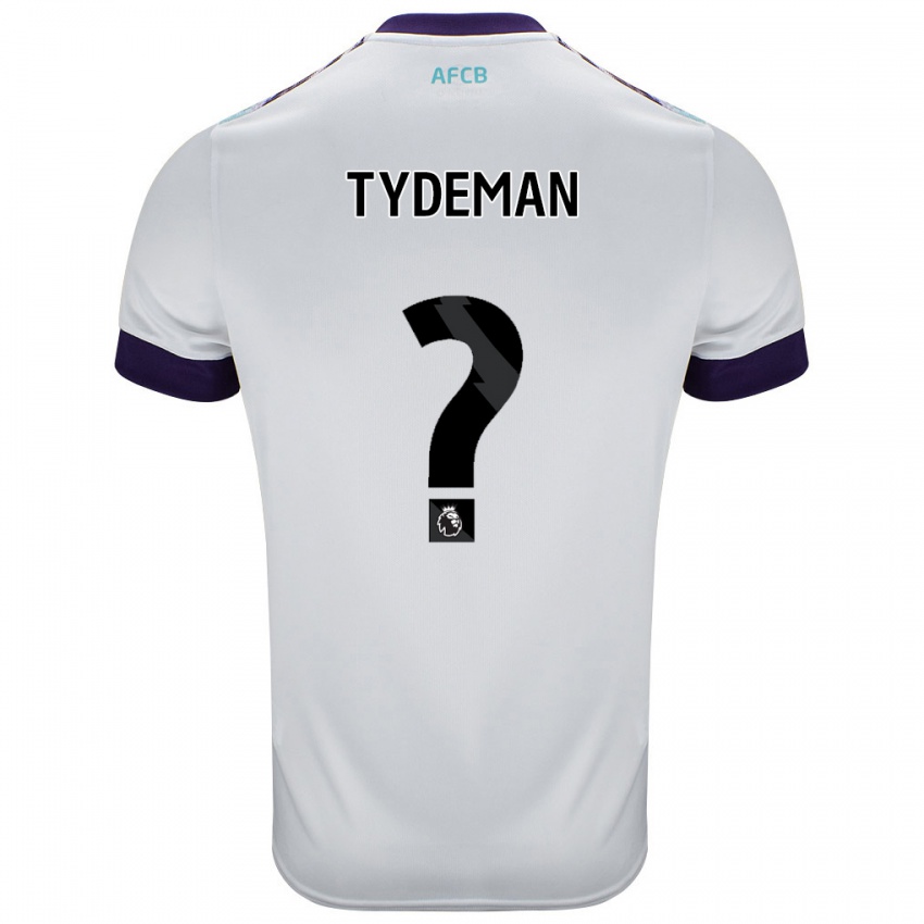 Bambino Maglia Kian Tydeman #0 Bianco Verde Viola Kit Gara Away 2024/25 Maglietta