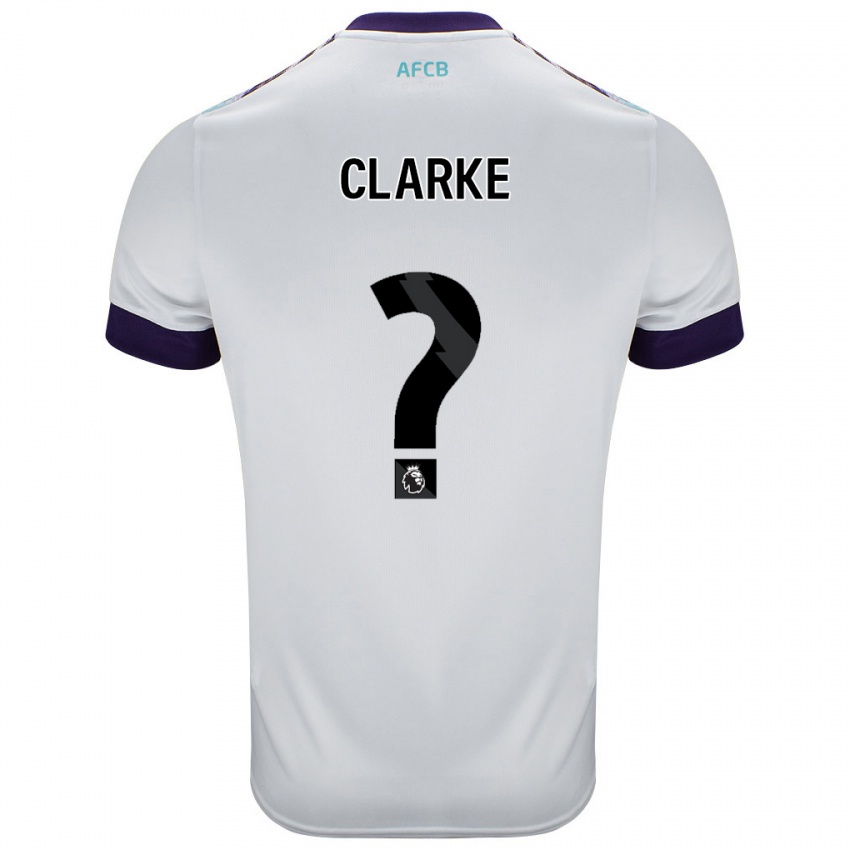 Bambino Maglia Ashley Clarke #0 Bianco Verde Viola Kit Gara Away 2024/25 Maglietta