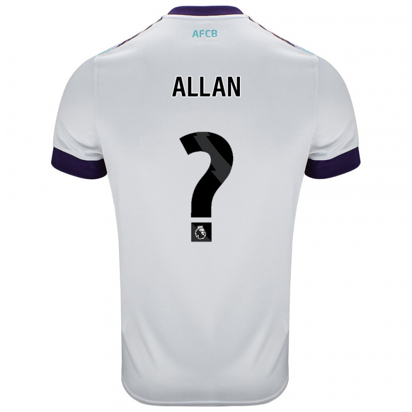 Bambino Maglia Mack Allan #0 Bianco Verde Viola Kit Gara Away 2024/25 Maglietta