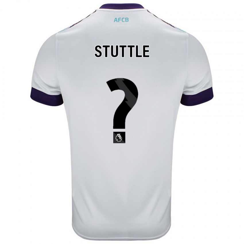 Bambino Maglia Jonny Stuttle #0 Bianco Verde Viola Kit Gara Away 2024/25 Maglietta