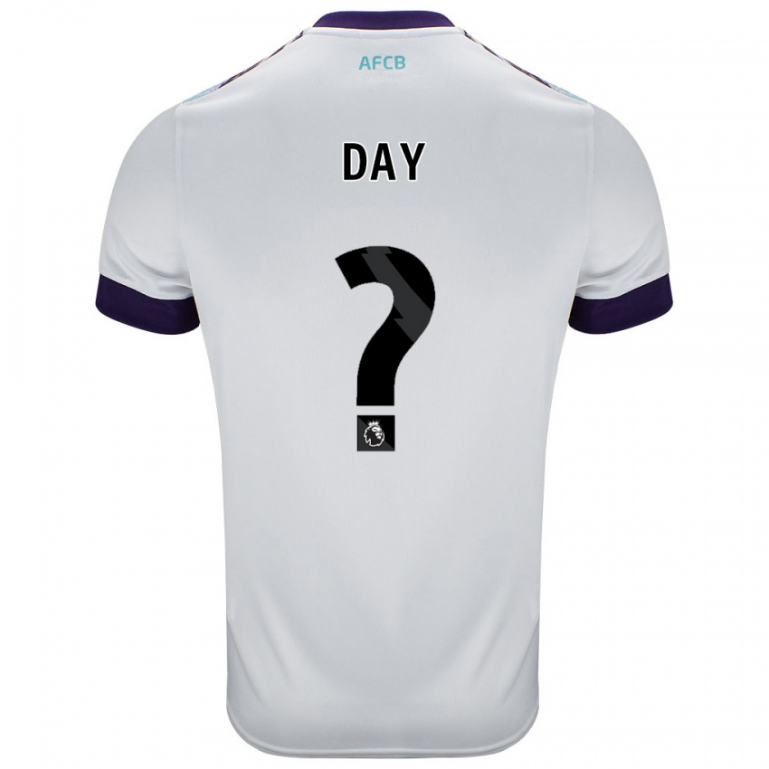 Bambino Maglia Jonny Day #0 Bianco Verde Viola Kit Gara Away 2024/25 Maglietta