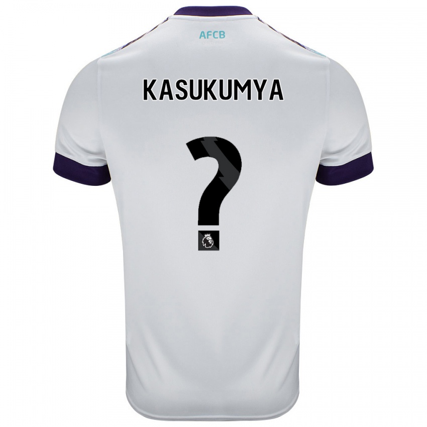 Bambino Maglia Kashanga Kasukumya #0 Bianco Verde Viola Kit Gara Away 2024/25 Maglietta