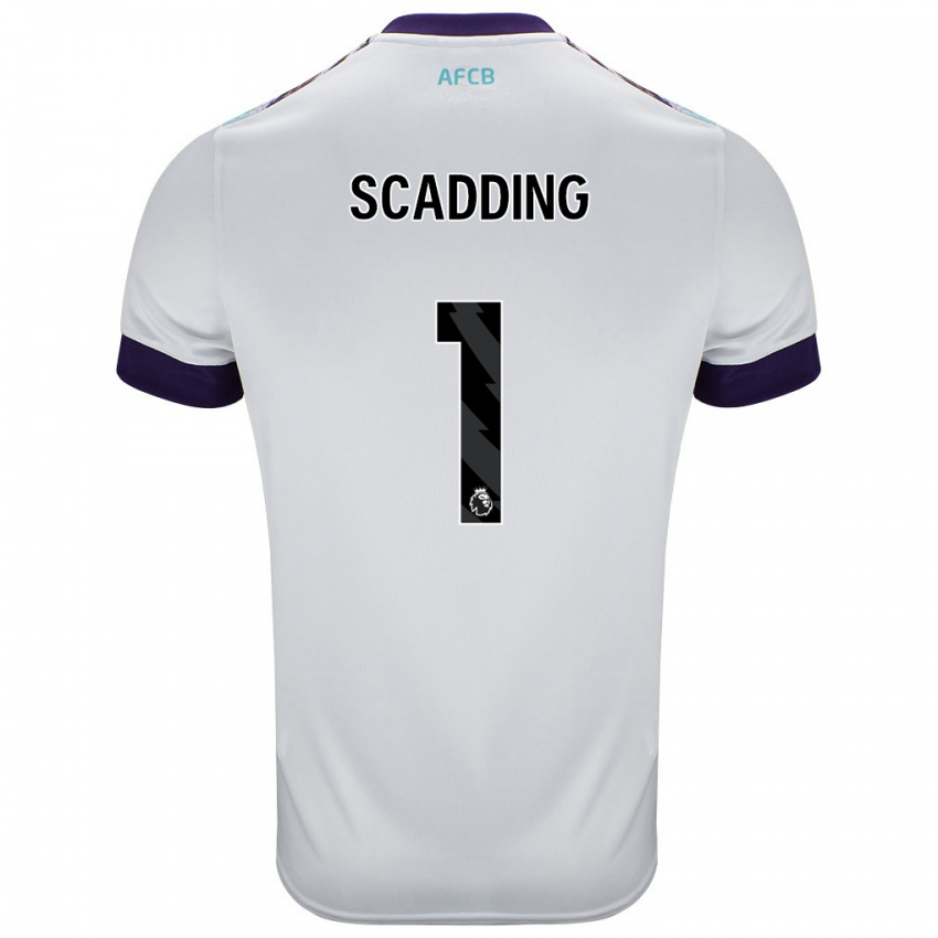 Bambino Maglia Katie Scadding #1 Bianco Verde Viola Kit Gara Away 2024/25 Maglietta