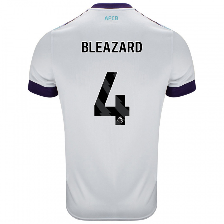 Bambino Maglia Helen Bleazard #4 Bianco Verde Viola Kit Gara Away 2024/25 Maglietta