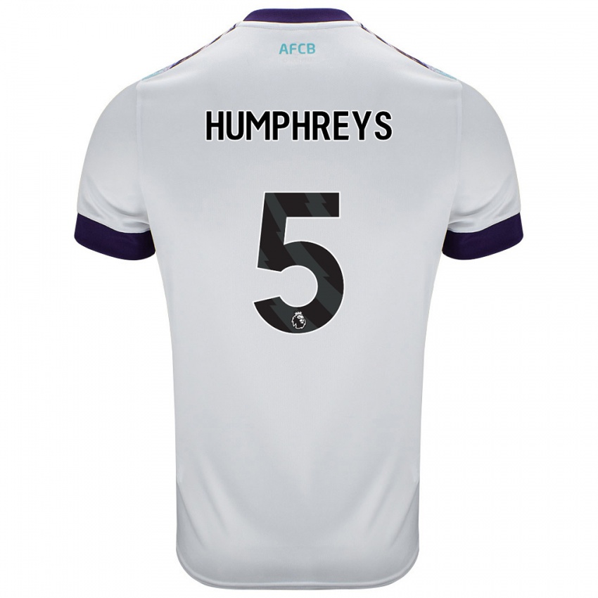 Bambino Maglia Holly Humphreys #5 Bianco Verde Viola Kit Gara Away 2024/25 Maglietta