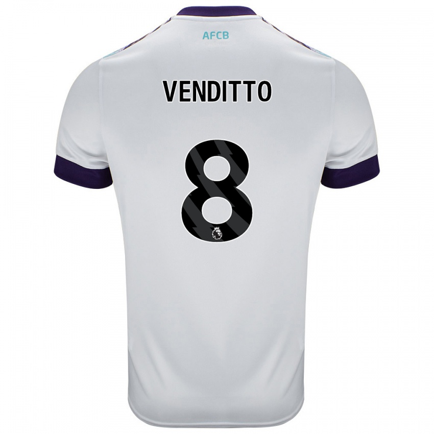 Bambino Maglia Olivia Venditto #8 Bianco Verde Viola Kit Gara Away 2024/25 Maglietta