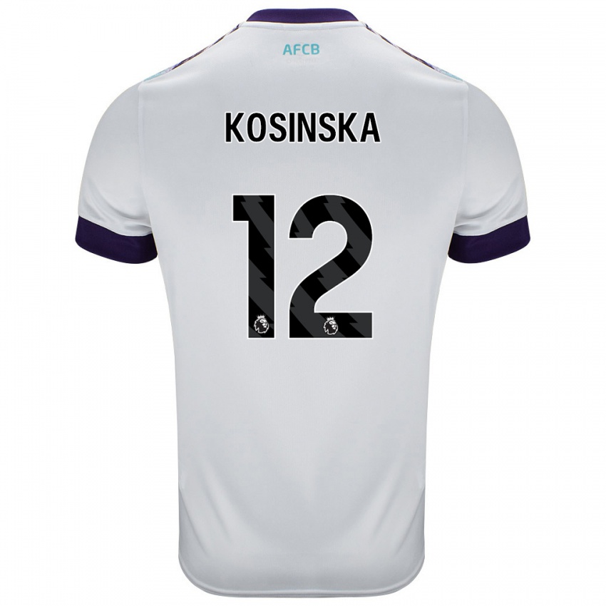 Bambino Maglia Daniela Kosinska #12 Bianco Verde Viola Kit Gara Away 2024/25 Maglietta