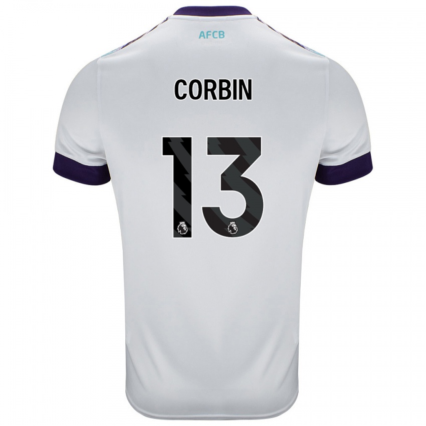 Bambino Maglia Helen Corbin #13 Bianco Verde Viola Kit Gara Away 2024/25 Maglietta