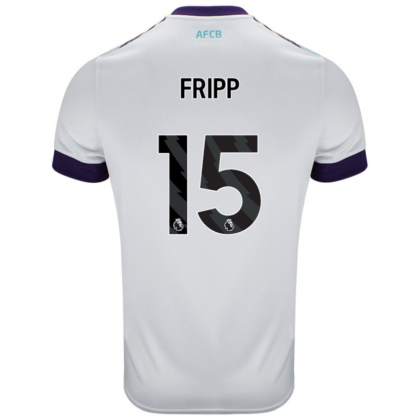 Bambino Maglia Kelly Fripp #15 Bianco Verde Viola Kit Gara Away 2024/25 Maglietta