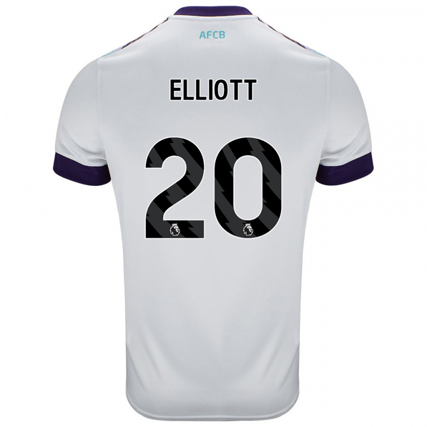 Bambino Maglia Kaitlyn Elliott #20 Bianco Verde Viola Kit Gara Away 2024/25 Maglietta