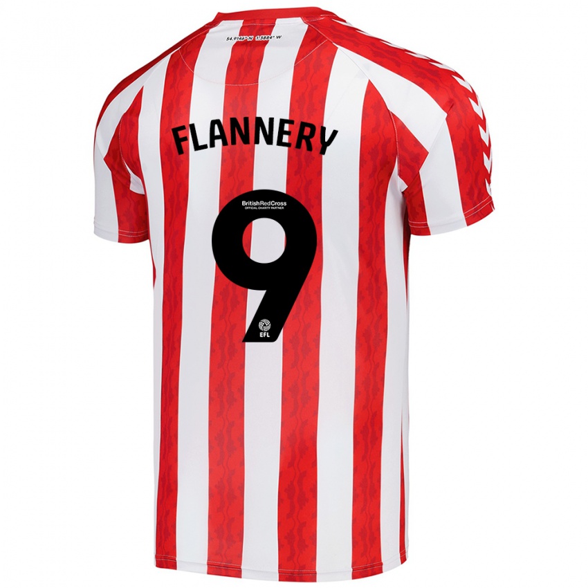 Uomo Maglia Keira Flannery #9 Rosso Bianco Kit Gara Home 2024/25 Maglietta