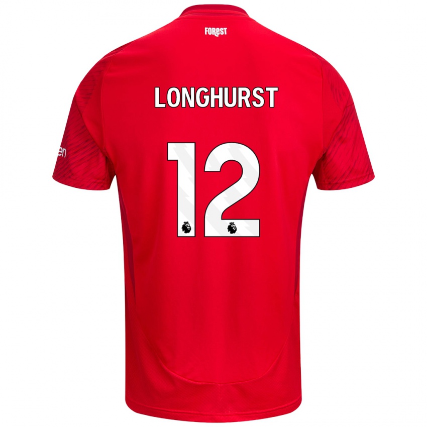 Uomo Maglia Kate Longhurst #12 Rosso Bianco Kit Gara Home 2024/25 Maglietta