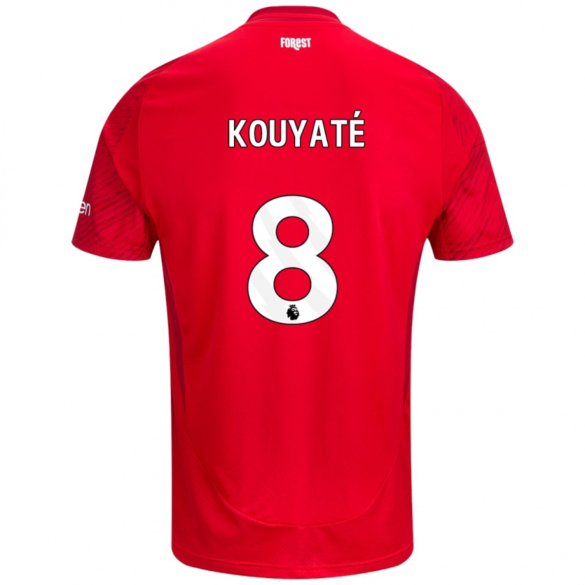 Uomo Maglia Cheikhou Kouyate #8 Rosso Bianco Kit Gara Home 2024/25 Maglietta