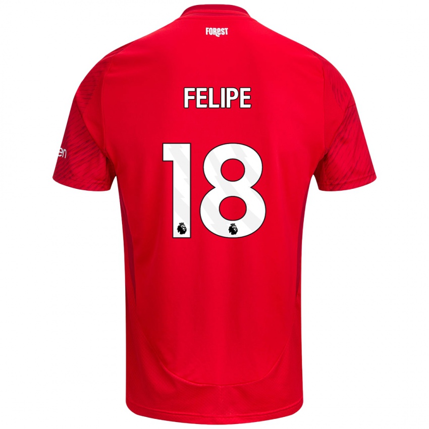 Uomo Maglia Felipe #18 Rosso Bianco Kit Gara Home 2024/25 Maglietta