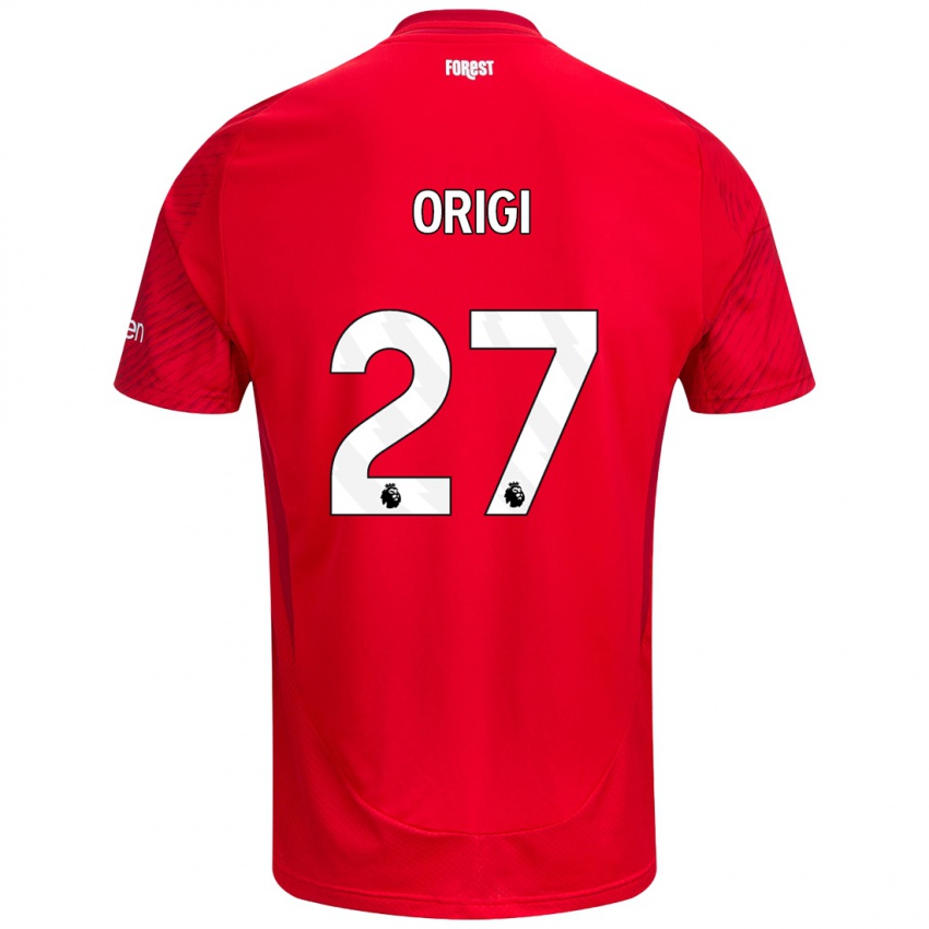 Uomo Maglia Divock Origi #27 Rosso Bianco Kit Gara Home 2024/25 Maglietta