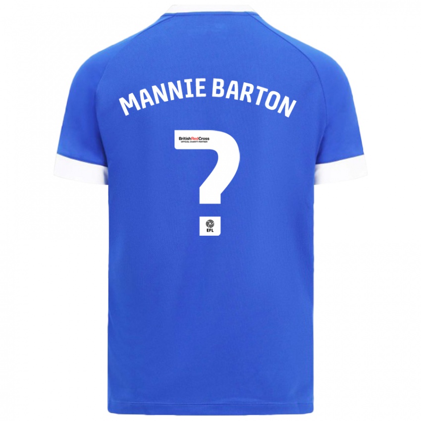 Uomo Maglia Mannie Barton #0 Azzurro Kit Gara Home 2024/25 Maglietta