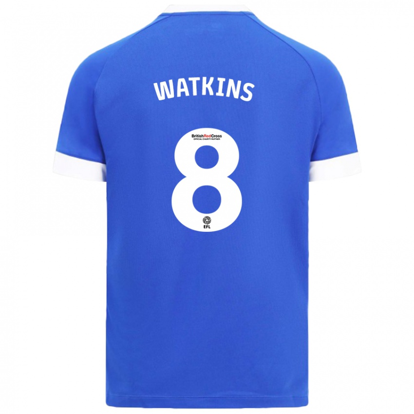 Uomo Maglia Seren Watkins #8 Azzurro Kit Gara Home 2024/25 Maglietta