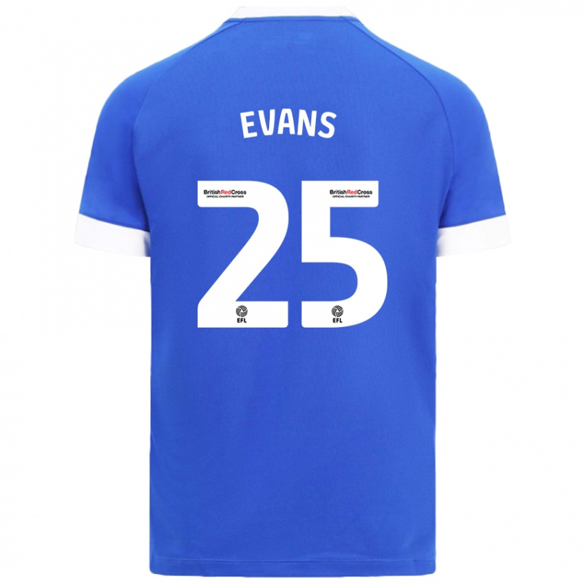 Uomo Maglia Kieron Evans #25 Azzurro Kit Gara Home 2024/25 Maglietta