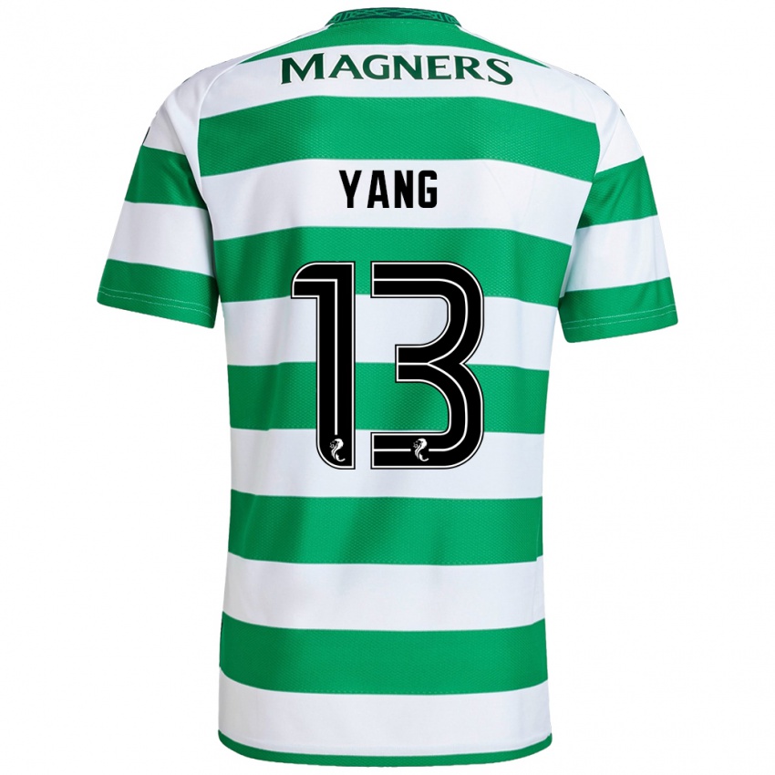 Uomo Maglia Hyun-Jun Yang #13 Verde Bianco Kit Gara Home 2024/25 Maglietta