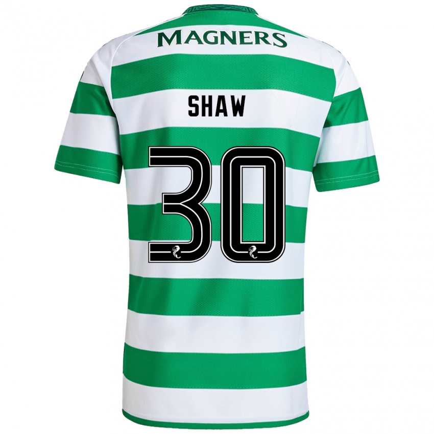 Uomo Maglia Liam Shaw #30 Verde Bianco Kit Gara Home 2024/25 Maglietta