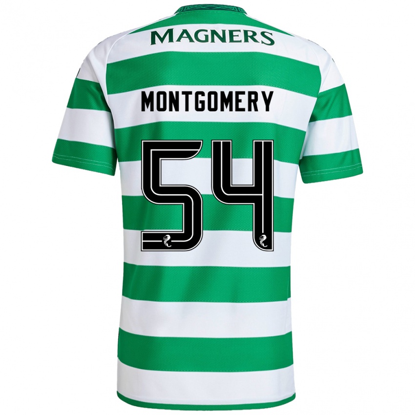 Uomo Maglia Adam Montgomery #54 Verde Bianco Kit Gara Home 2024/25 Maglietta