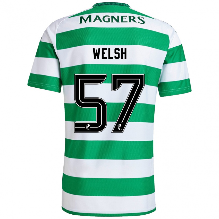 Uomo Maglia Stephen Welsh #57 Verde Bianco Kit Gara Home 2024/25 Maglietta