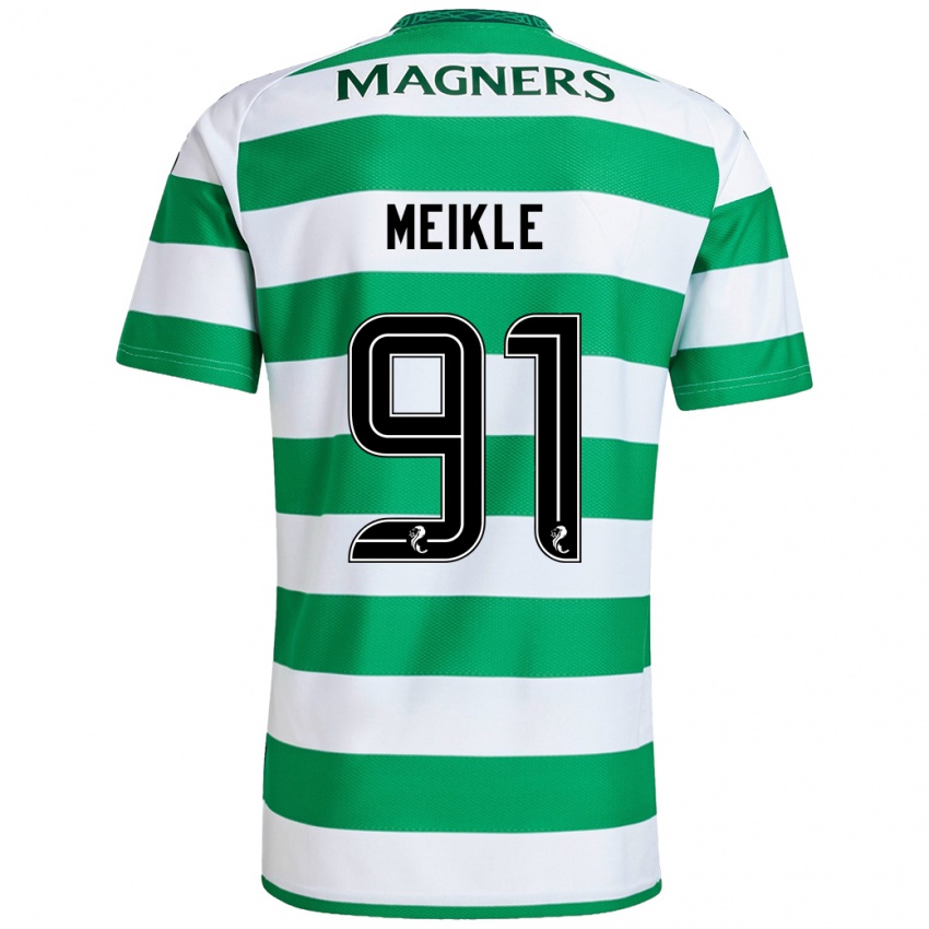 Uomo Maglia Jamie Meikle #91 Verde Bianco Kit Gara Home 2024/25 Maglietta