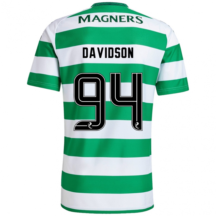 Uomo Maglia Bruno Davidson #94 Verde Bianco Kit Gara Home 2024/25 Maglietta