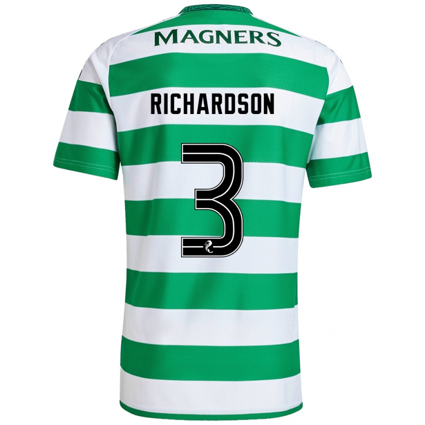 Uomo Maglia Amy Richardson #3 Verde Bianco Kit Gara Home 2024/25 Maglietta