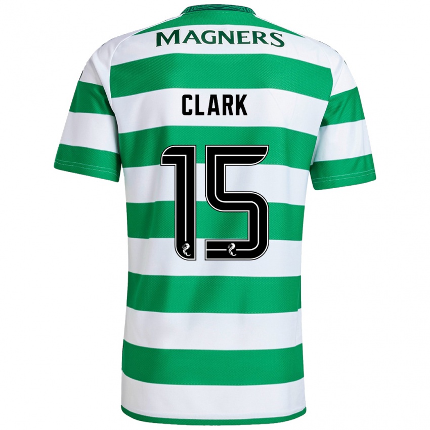 Uomo Maglia Kelly Clark #15 Verde Bianco Kit Gara Home 2024/25 Maglietta