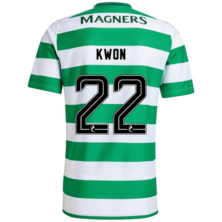 Uomo Maglia Hyeok-Kyu Kwon #22 Verde Bianco Kit Gara Home 2024/25 Maglietta