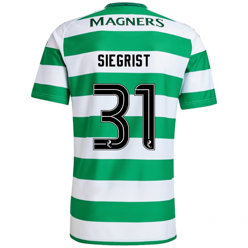 Uomo Maglia Benjamin Siegrist #31 Verde Bianco Kit Gara Home 2024/25 Maglietta