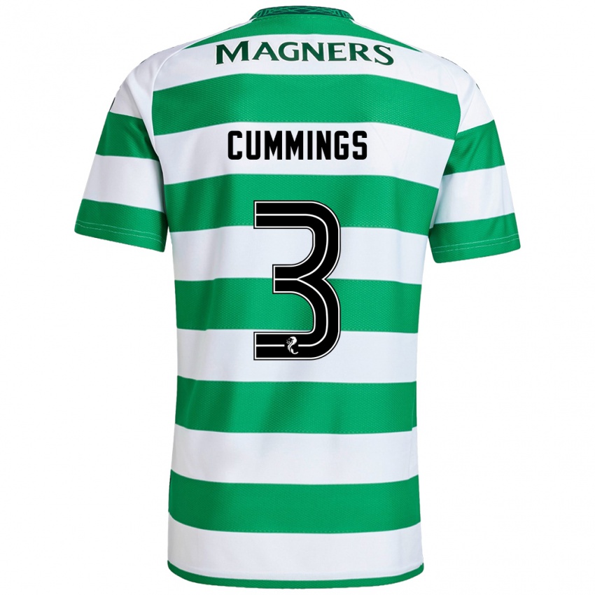 Uomo Maglia Sydney Cummings #3 Verde Bianco Kit Gara Home 2024/25 Maglietta