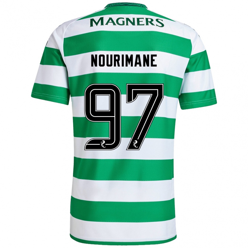 Uomo Maglia Addi Nourimane #97 Verde Bianco Kit Gara Home 2024/25 Maglietta