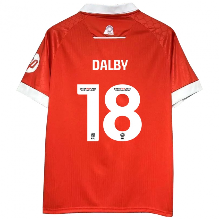 Uomo Maglia Sam Dalby #18 Rosso Bianco Kit Gara Home 2024/25 Maglietta