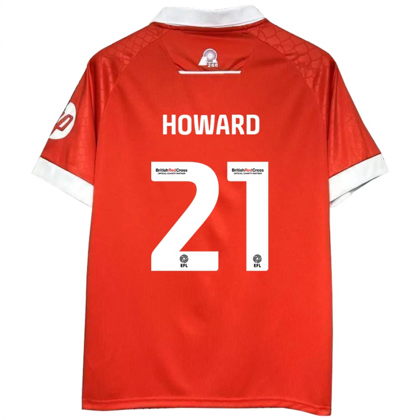 Uomo Maglia Mark Howard #21 Rosso Bianco Kit Gara Home 2024/25 Maglietta