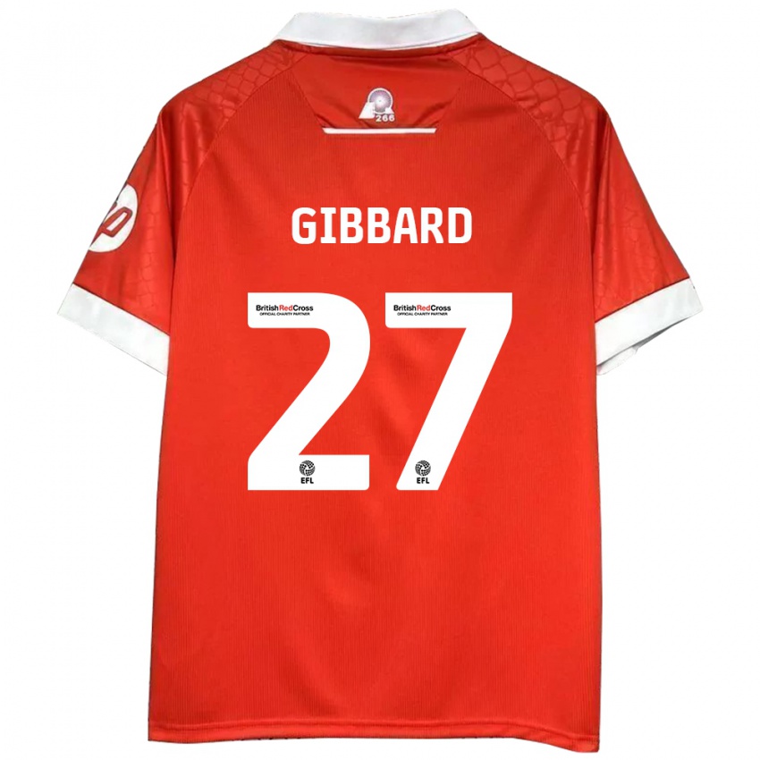 Uomo Maglia Mari Gibbard #27 Rosso Bianco Kit Gara Home 2024/25 Maglietta