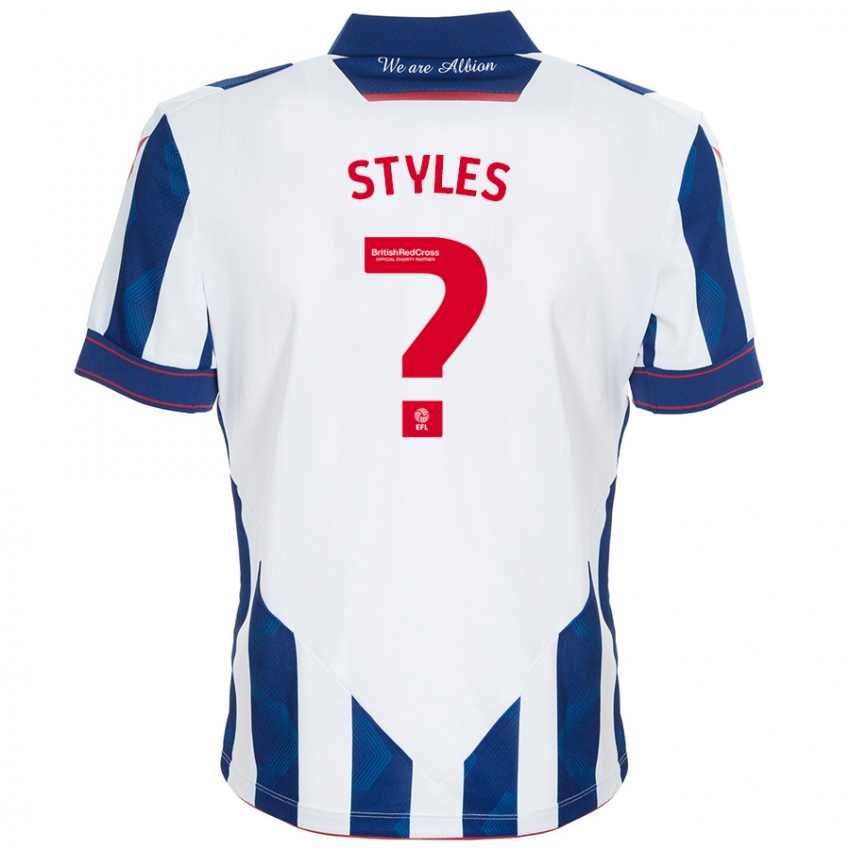 Uomo Maglia Callum Styles #0 Bianco Blu Scuro Kit Gara Home 2024/25 Maglietta