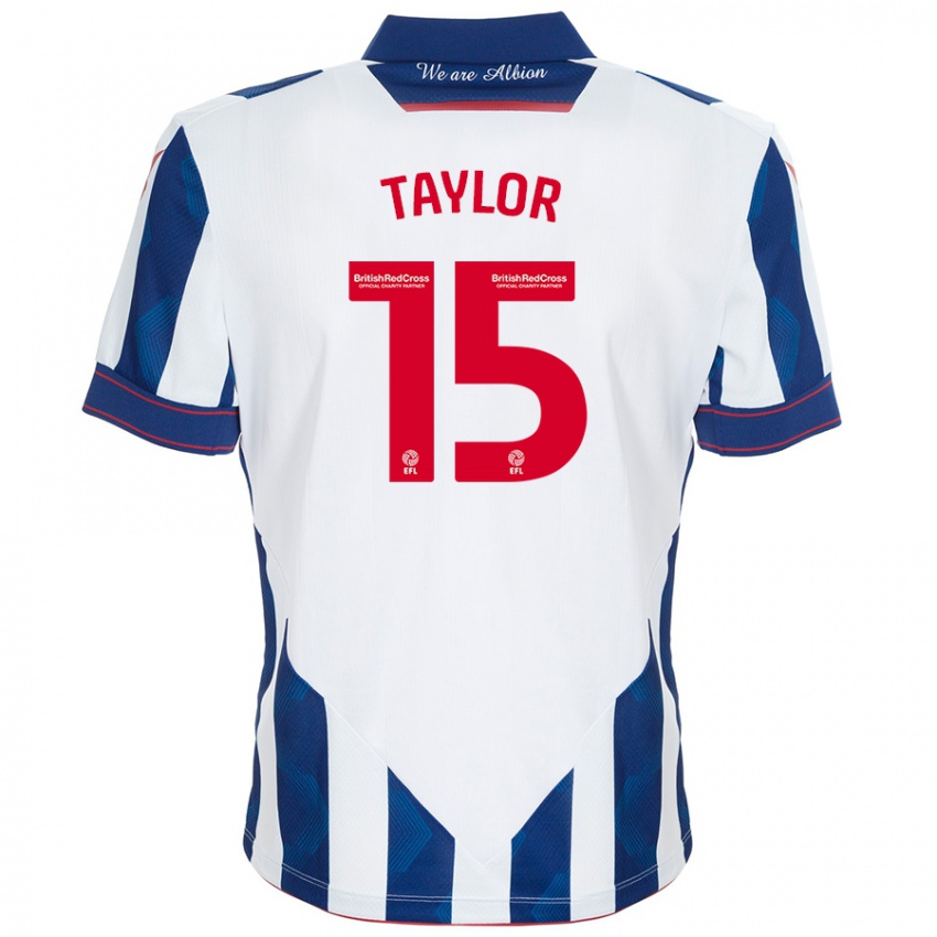 Uomo Maglia Caleb Taylor #15 Bianco Blu Scuro Kit Gara Home 2024/25 Maglietta