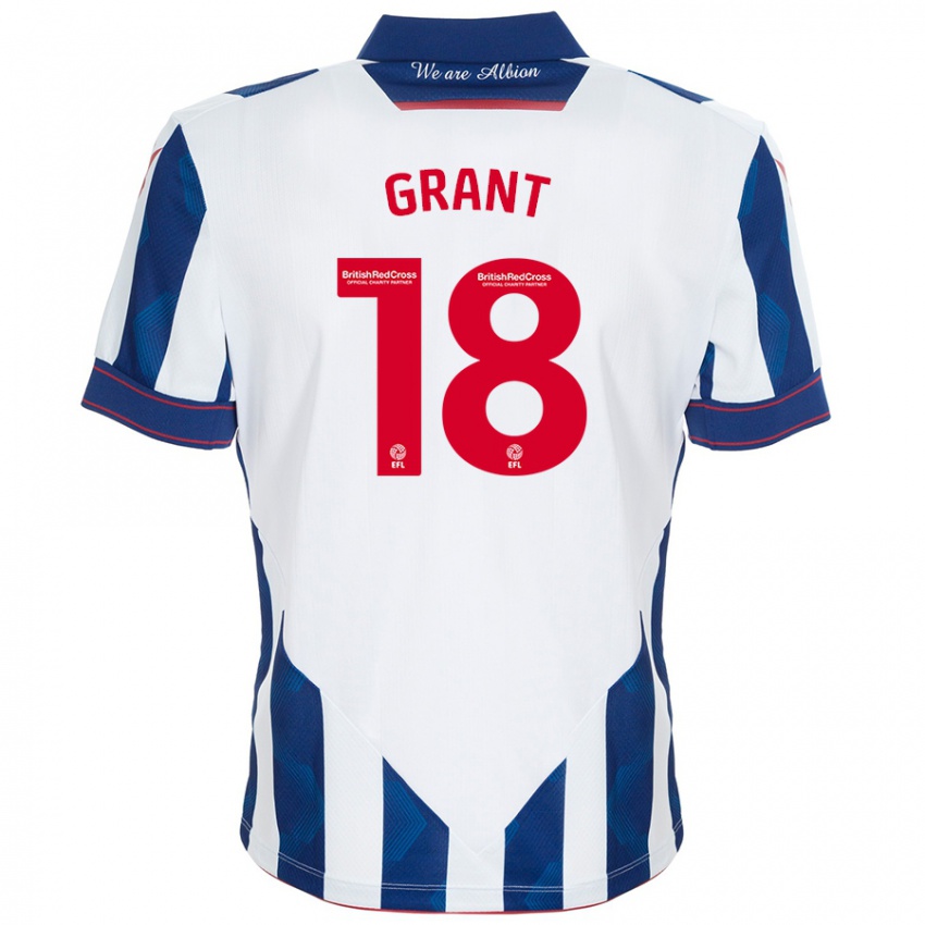 Uomo Maglia Karlan Grant #18 Bianco Blu Scuro Kit Gara Home 2024/25 Maglietta