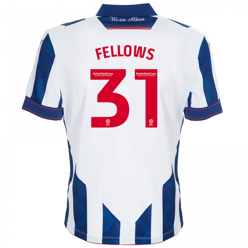 Uomo Maglia Tom Fellows #31 Bianco Blu Scuro Kit Gara Home 2024/25 Maglietta