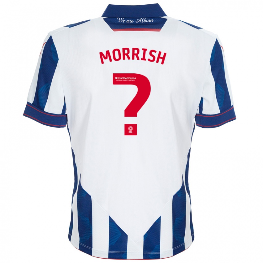 Uomo Maglia Rhys Morrish #0 Bianco Blu Scuro Kit Gara Home 2024/25 Maglietta