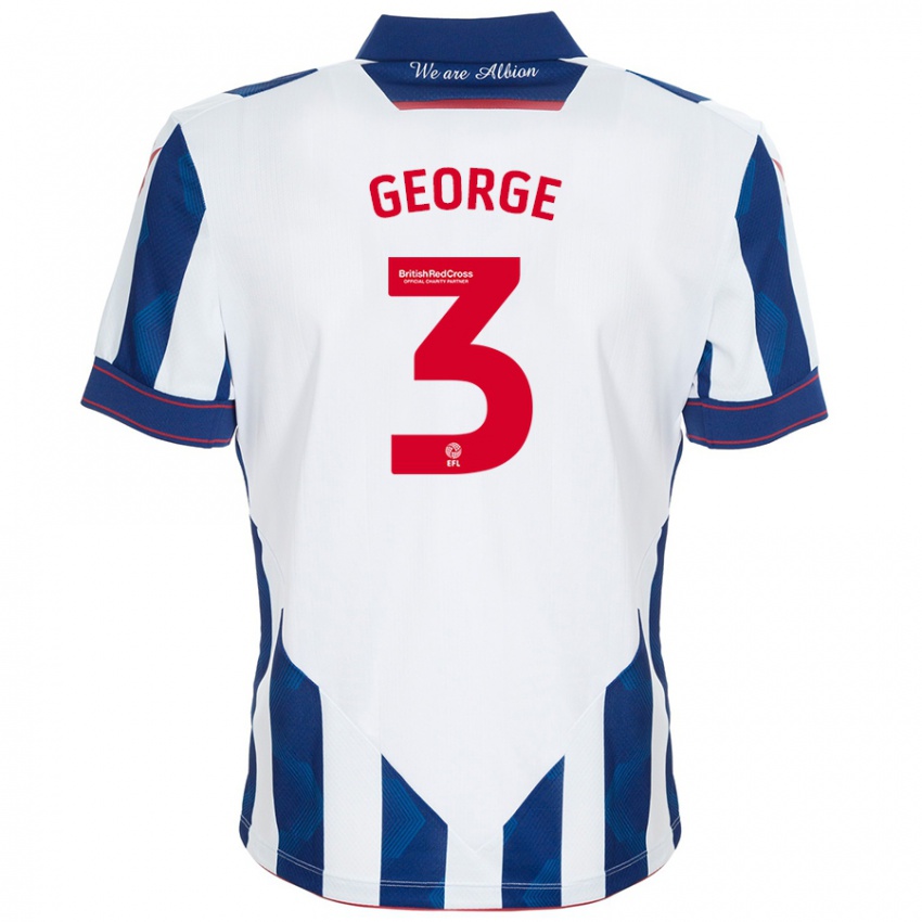 Uomo Maglia Hannah George #3 Bianco Blu Scuro Kit Gara Home 2024/25 Maglietta