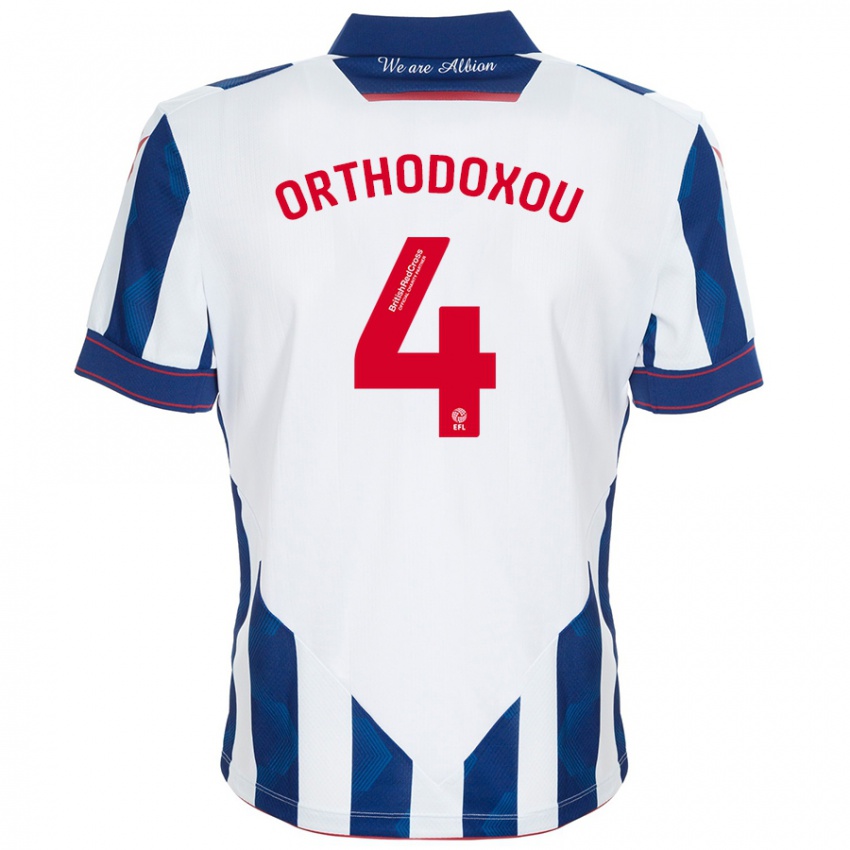 Uomo Maglia Francesca Orthodoxou #4 Bianco Blu Scuro Kit Gara Home 2024/25 Maglietta