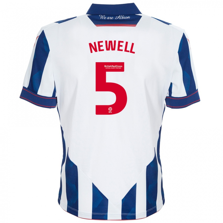 Uomo Maglia Lucy Newell #5 Bianco Blu Scuro Kit Gara Home 2024/25 Maglietta